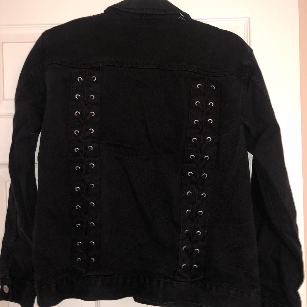 PacSun Black Denim Laced Back Jacket Medium M NWT